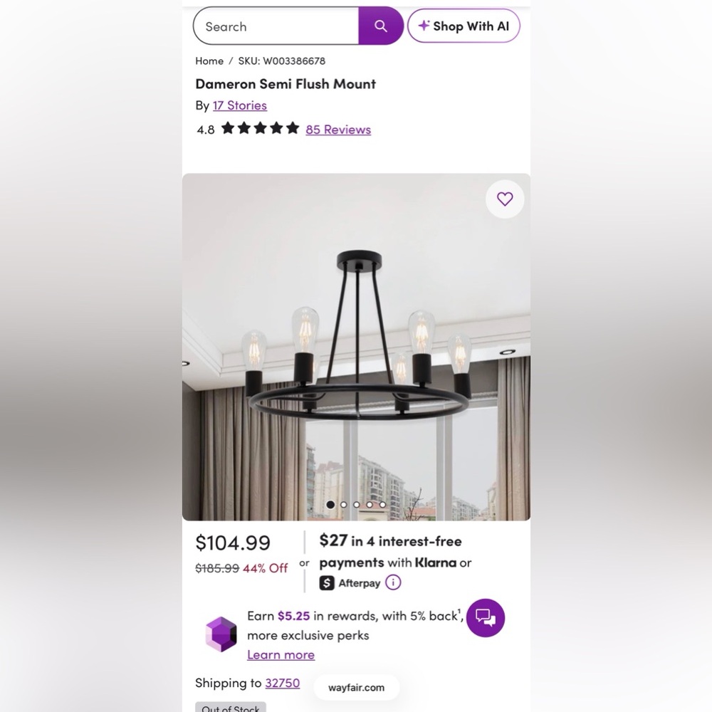 Flush mount ceiling chandelier